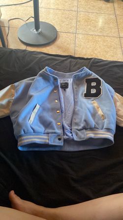 Crop varsity jacket baby blue