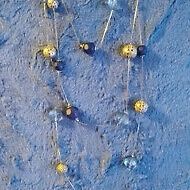 82" Beaded metal and glass necklace

