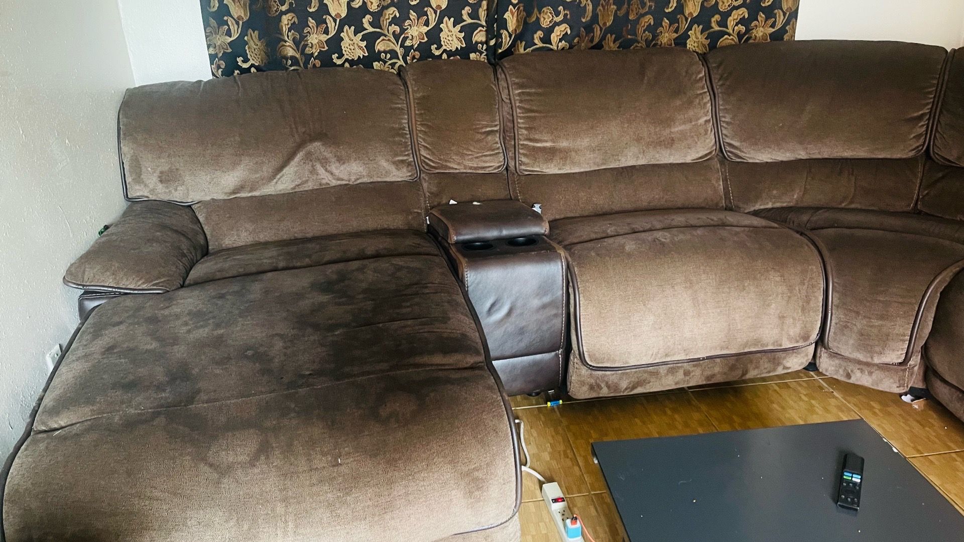 Brown sectional couch