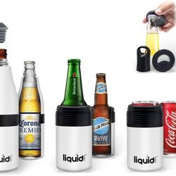 Beer Bottle Insulator, Can Sleeve Or Water Bottle. Stainless Steel, White