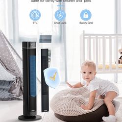 Tower Fan for Bedroom, 90° Oscillating Fan with 26ft/s Velocity,40" Cooling Floor Fan with Smart Remote,Touch Control, 3 Speeds, 4 Modes, 12H Timer, Q
