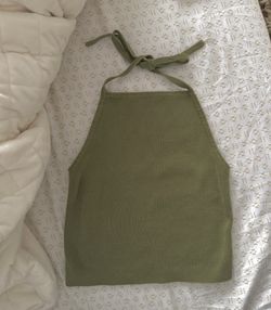 Brandy Melville Green Open Back Halter Top 