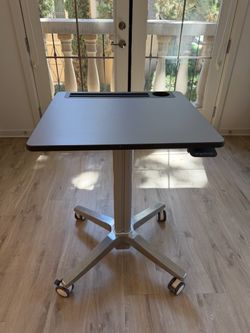 Ergotron LearnFit sit-stand desk on wheels, height adjustable