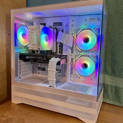 White RTX Gaming PC - 1TB Nvme, Ryzen 7, Windows 11 Pro, Nvidia, RGB