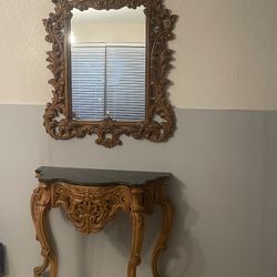 Bello Juego de Mesa Con Mármol Y Espejo 