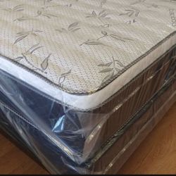 QUEEN PILLOW TOP MATTRESS WITH BOXSPRING‼️