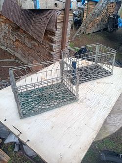 Two Vintage Metal Wire Milk / Dairy Crates 