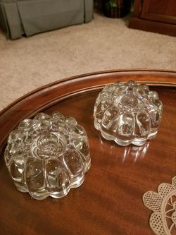 Pair of crystal candle holders for taper or pillar candles