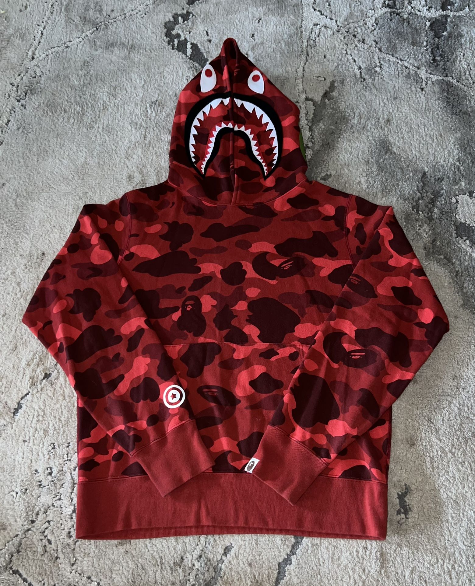 Bape Red Camo Pullover Shark Hoodie🩸