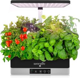 SereneLife Smart Indoor Garden - Hydroponic Herb Garden with 4000K Grow Lights Panel, Control Panel Settings, Water Stick, No Soil, Mess-Free, Height 