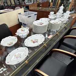 Vintage Mitterteich Bavaria 112Pc Meissen Floral Gold Gilt China Set