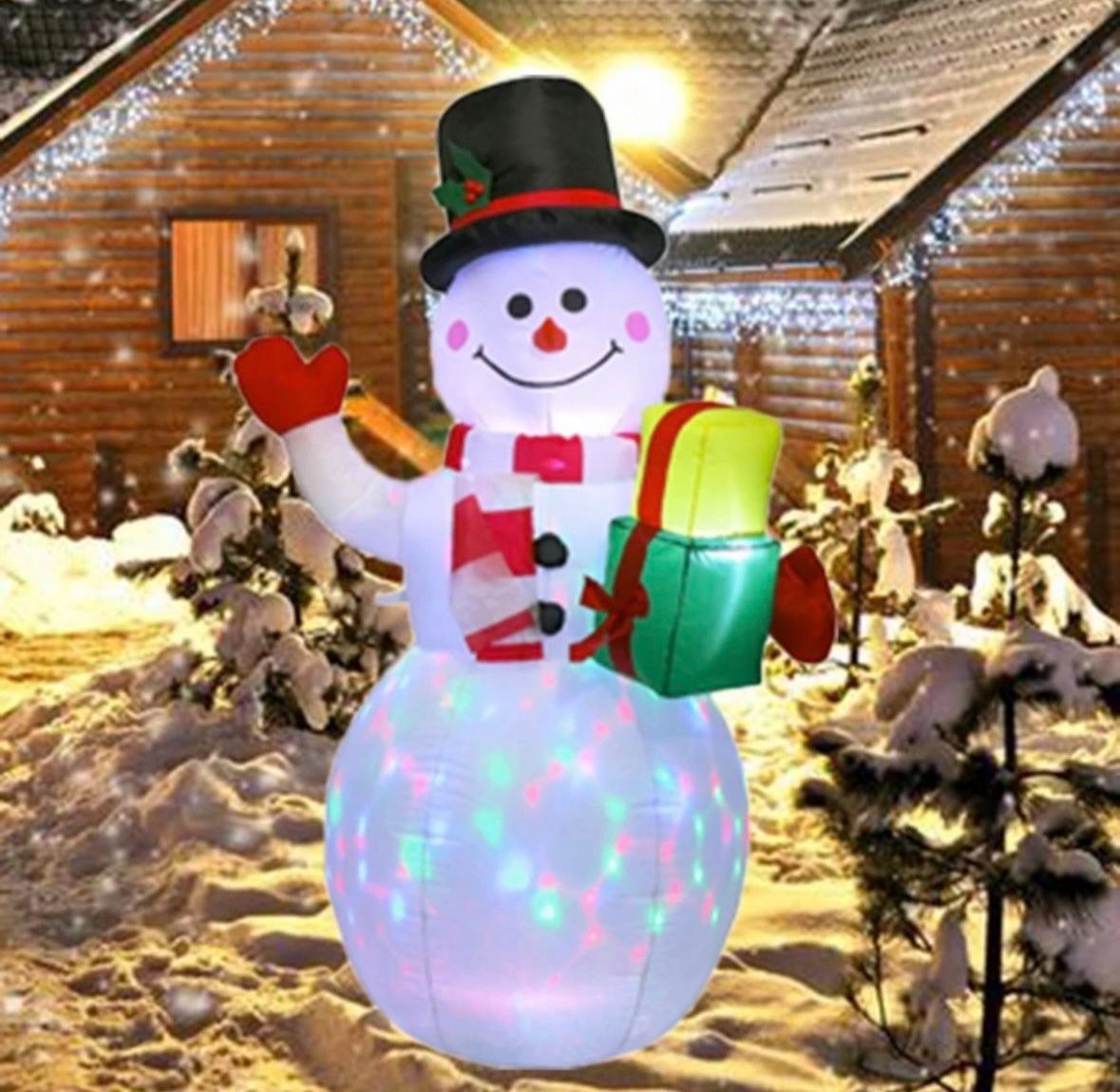 5 FT Christmas  Inflatable Snowman Blow Up Yard Decoration Built-in LED Lights.  Get ready for the holiday season with this 5 FT Christmas inflatable
