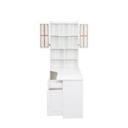 L-Shaped Corner Computer Desk for Home Office or Study desk, Study Modern Style Table with Drawers, Bookshelf & Hutch, 2-in-1 L-Shaped Design, Large W