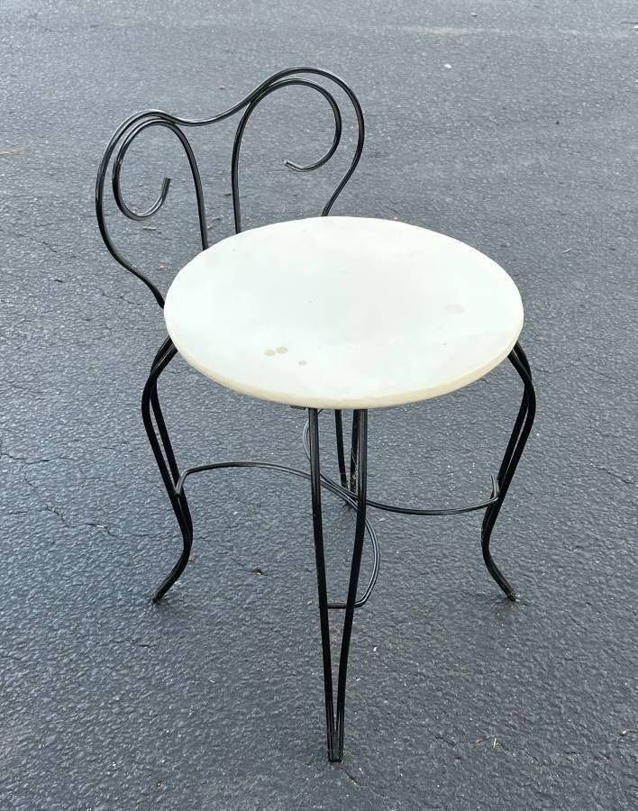 Vintage Mid Century Metal Vanity Stool Chair