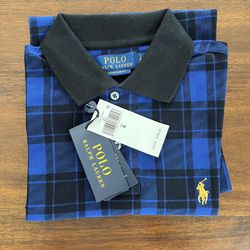 Polo Ralph Lauren Navy Blue Striped Polo Shirt. Custom Slim Fit. 