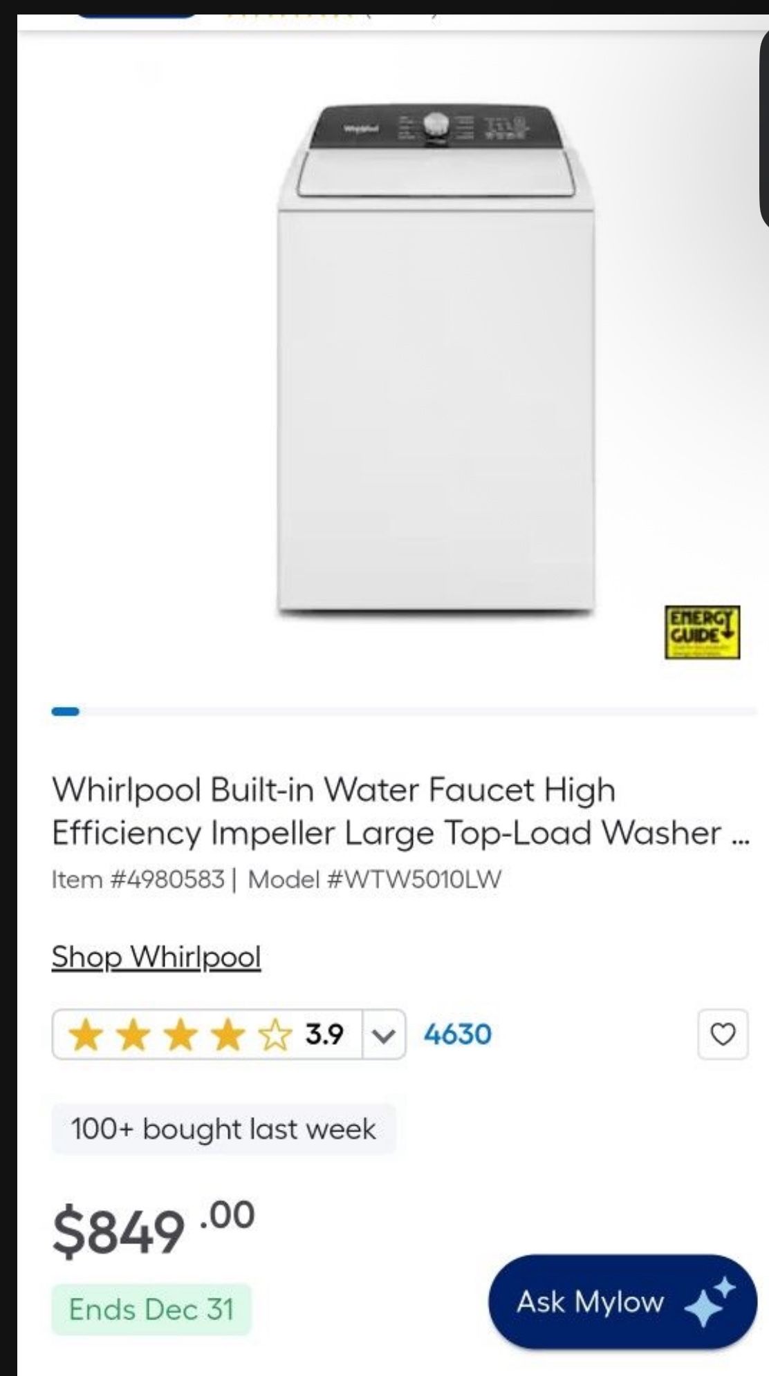 Whirlpool Large Top-Load Washer