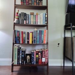 75.5 in. Espresso Wood 5-shelf Ladder Bookcase