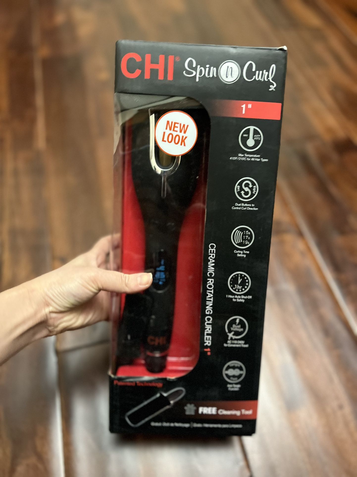 CHI Spin N Curl 1” Ceramic Rotating Barrel Curler Matte Black 1 Hour ShutOff New