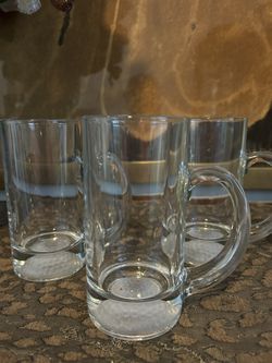 Beer Mugs Heavy Glass W/Golf Ball Base 3 Mugs