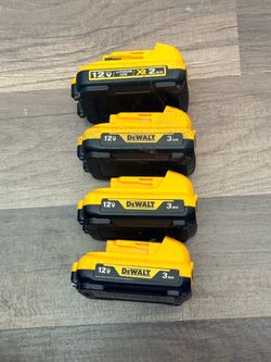 (3) DEWALT 12V MAX* Battery, 3.0-Ah & (1) DeWalt DCB127-XJ 12V XR Li- ion Battery 2.0Ah