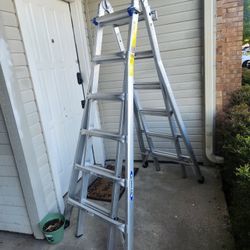 WERNER 25ft Aluminio Multi-Positión 5in1 Ladder Good Conditión 