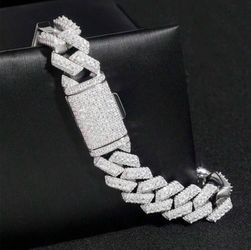 Diamond Cuban Link Moissanite Diamond Bracelet 6.8inch