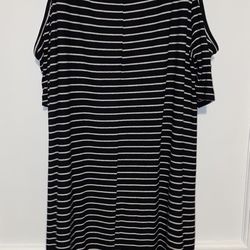 Cotton on cold shoulder black striped dress size x small 