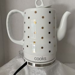 Cooks Polka Dot Tea Kettle · Vintage White Enamel Kettle Coffee Pot 1500 watts 1.7L