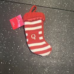 Knit Monogram LETTER Q Striped MINI 8" Christmas Stocking Wondershop Home Decor