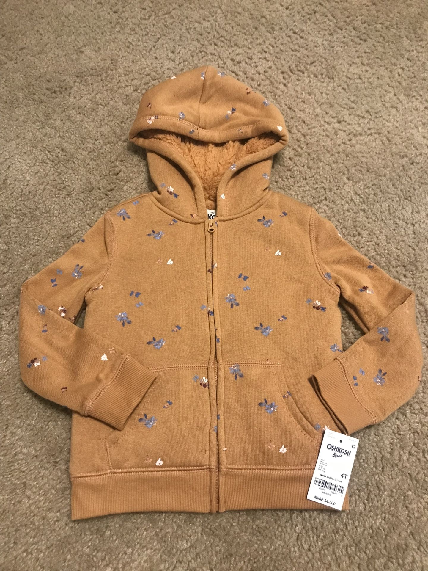 NEW! Toddler Girl’s 4T Hooded Fleece Jacket