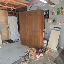 100 Year Old Tiger Oak Hat And coat Cabinet 