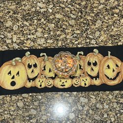 Halloween Table Runner With Jacko Lanterns  67 Inches Long By 13 Inches