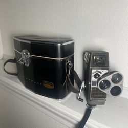 Bell And Howell Electric Eye Movie Camera Triple Lense With Leather Bag Untested