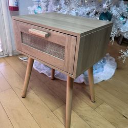 Rattan bedside table with drawer
