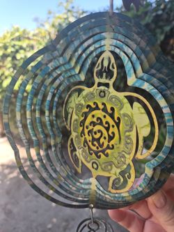 Beautiful coastal wind chime with turtle