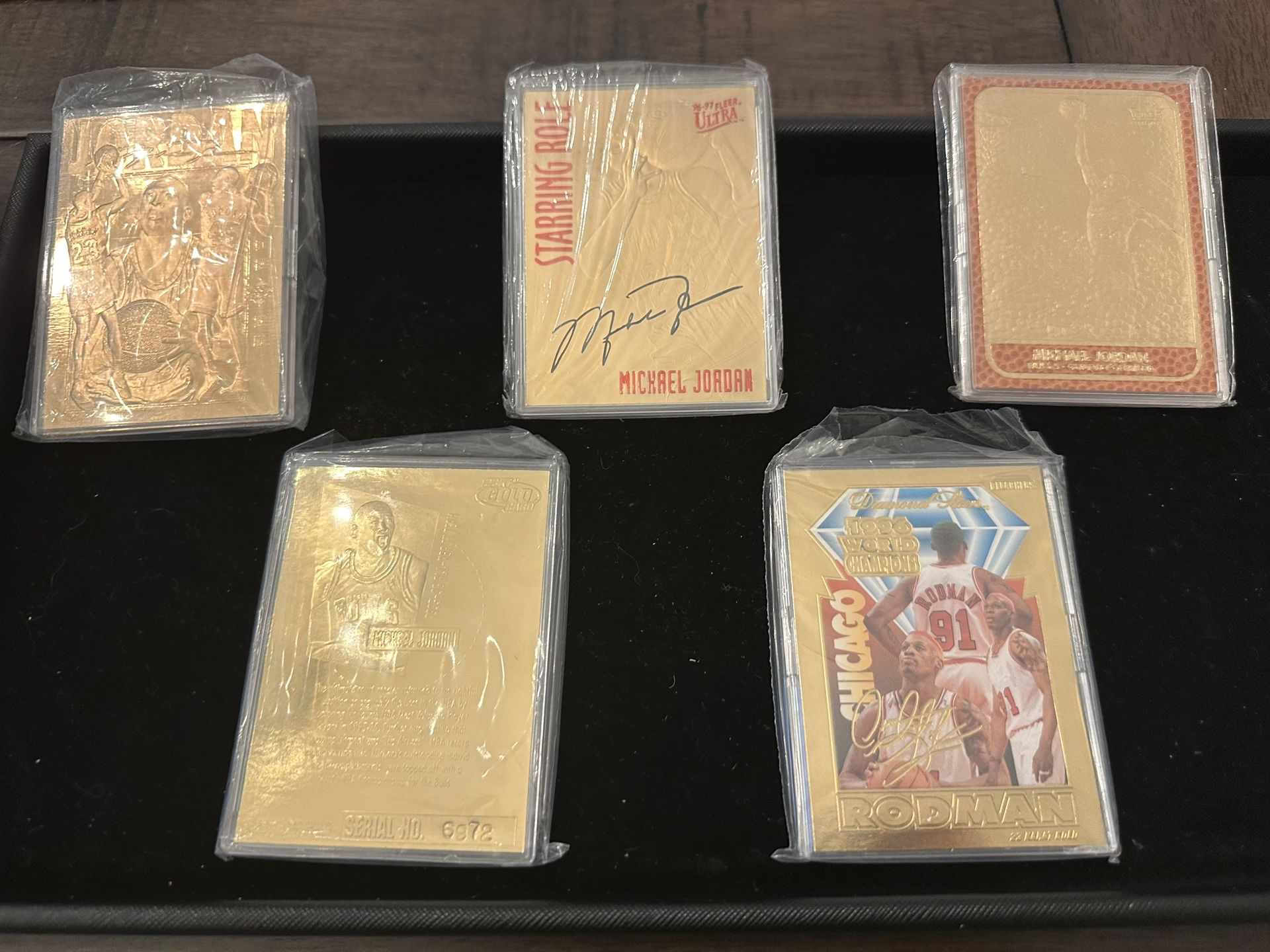 Micheal Jordan limited Edition 23 K Gold cards and 1 Rodman 23 k gold card! all numbered limited edition ! MINT