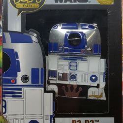 STAR WARS: R2-D2 Funko Pop PIN #21, SEALED 3" Enamel Pin. Disney+ *Damaged Box, bottom corner