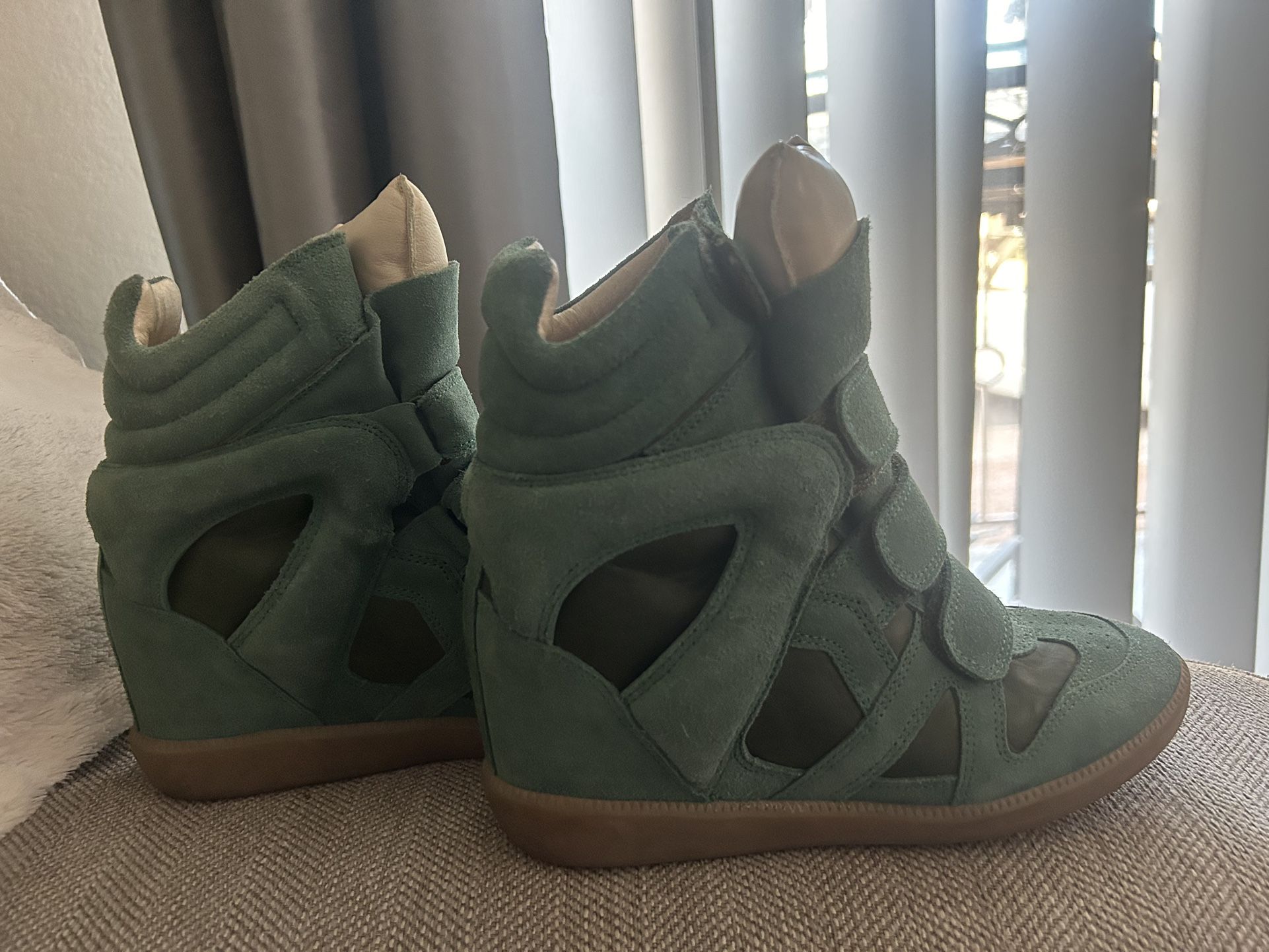 Isabel Marant - Sage Green Suede Wedge Sneakers Sz 36-5.5