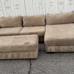 Microfiber Large Sectional Couch Sofa L Shape with Ottoman Storage