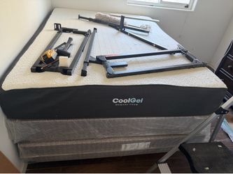 Queen bed with box and a second box