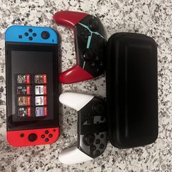 Nintendo Switch + 8 Games + 2 Pro Controllers Bundle