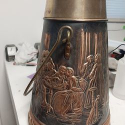 Fireplace Kindling Decorative Container Brass And Copper