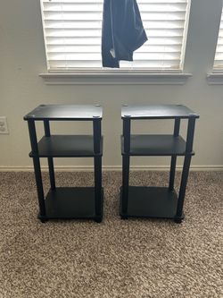 Set of 2 Black 3-Tier End Tables