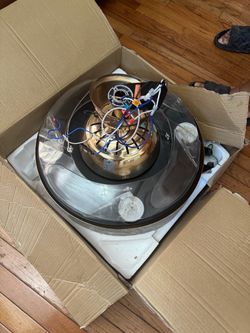 Round Ceiling Light Fixture with Gold Canopy