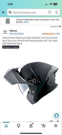 Brand New Motorcycle Bike Modular Full Face Helmet Dual Visor Sun Shield with LED Tail Light- All Sizes Available 