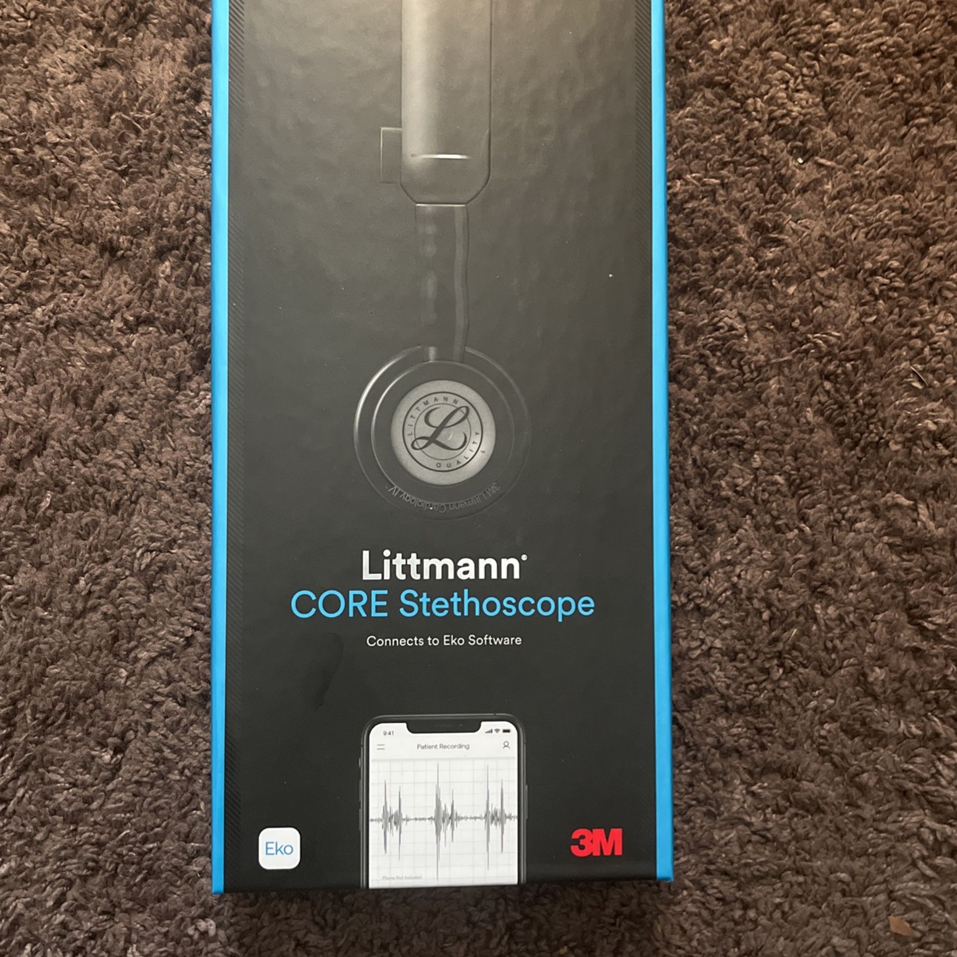 3M™ Littmann® CORE Digital Stethoscope, 8570, High Polish Rainbow Chestpiece, Black Tube, Stem and Headset, 27 inc Brand New