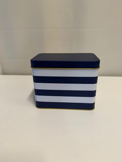 Nautical Striped Rectangular Metal Storage Tin Box
