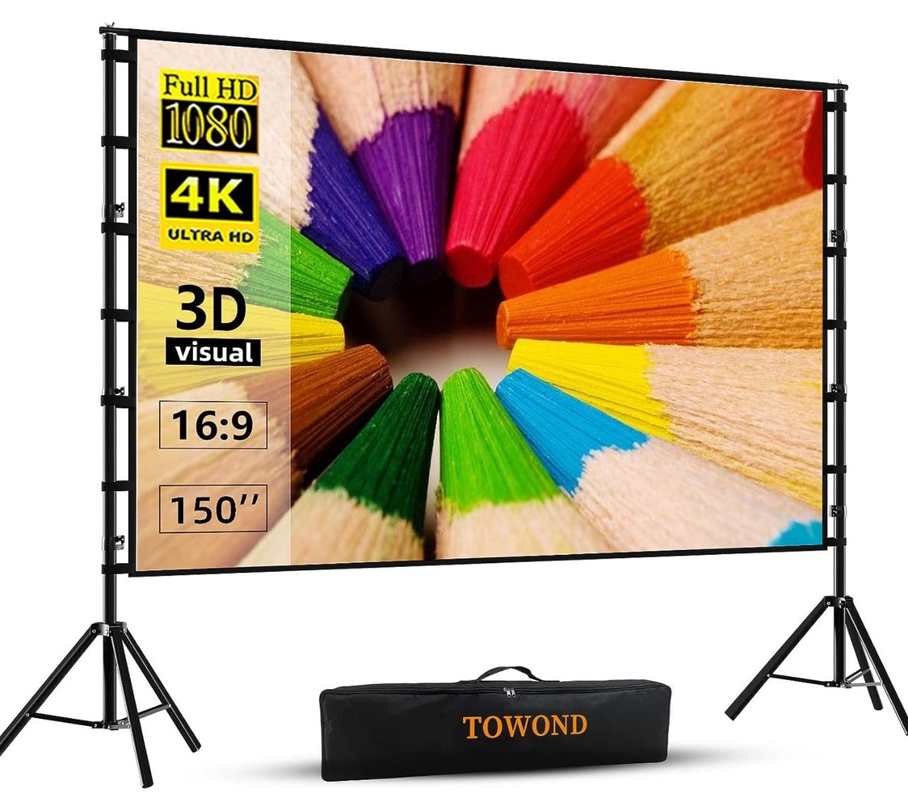 Projector Screen and Stand,Towond 150 inch