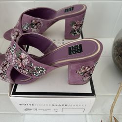 WHBM Embroidered High Heel Sandals Sz 9 Shoes