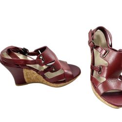 Andrea Burgundy Wedges Size 6